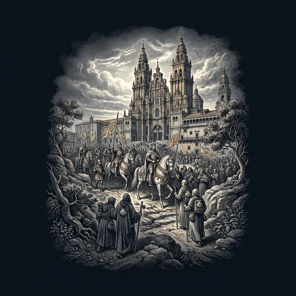 A Santiagu'en romaría ven by Airas Nunes, wood-engraving cover