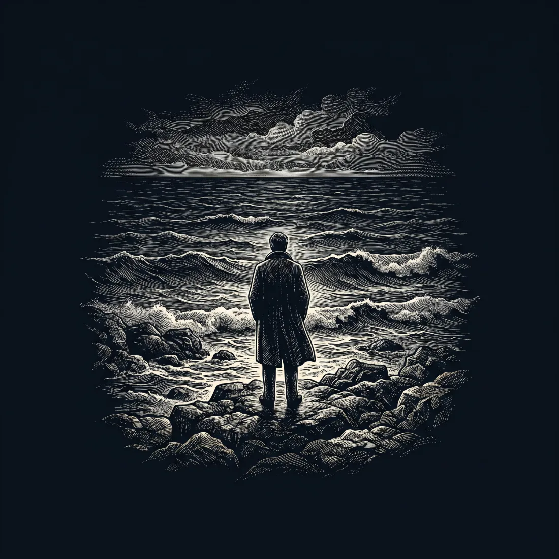 L'Homme Et La Mer by Charles Baudelaire, wood-engraving cover