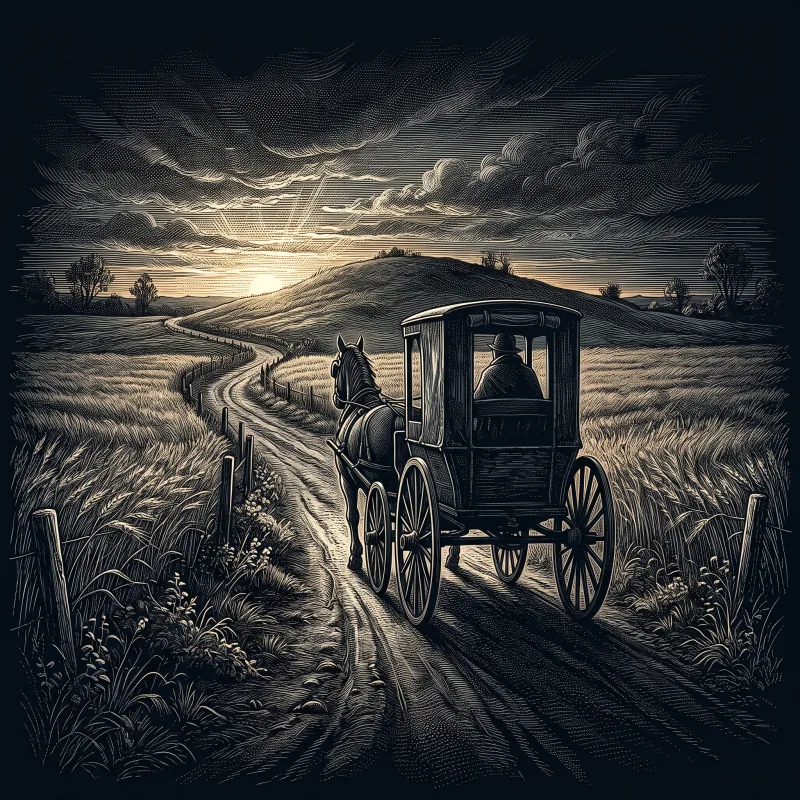 The Chariot. by Emily Elizabeth Dickinson, wood-engraving cover