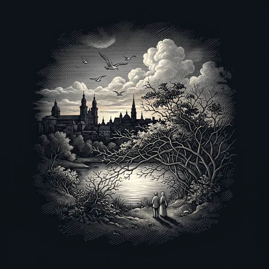 Abendlied by Georg Trakl, wood-engraving cover