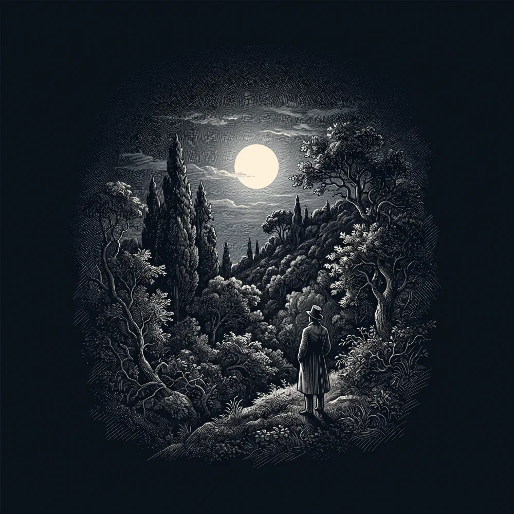Alla luna by Giacomo Leopardi, wood-engraving cover