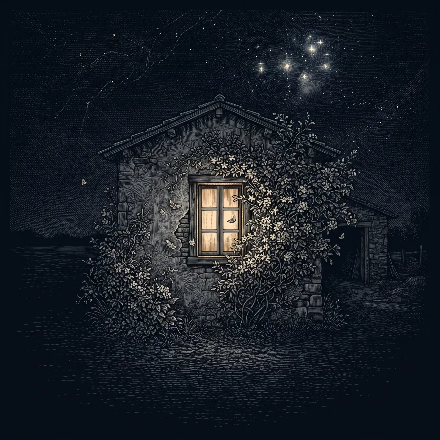 Il gelsomino notturno by Giovanni Pascoli, wood-engraving cover
