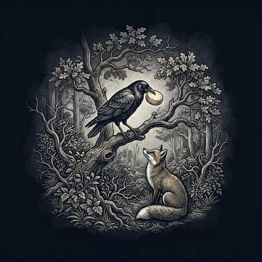 Le Corbeau et le Renard by Jean de La Fontaine, wood-engraving cover