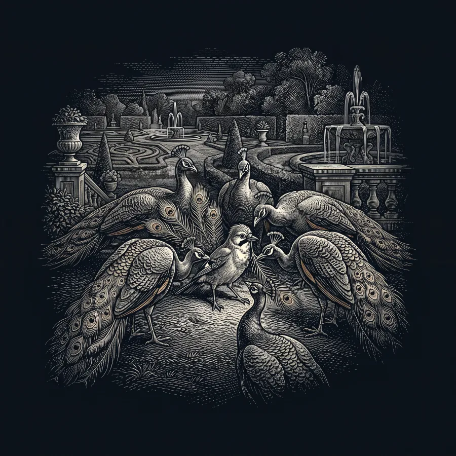 Le Geai paré des plumes du Paon by Jean de La Fontaine, wood-engraving cover