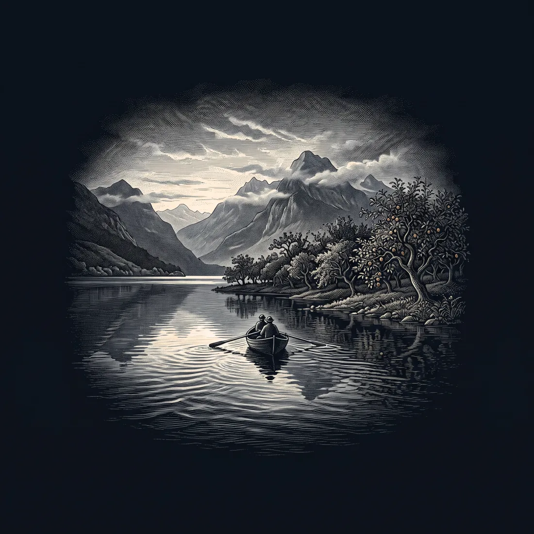 Auf dem See by Johann Wolfgang von Goethe, wood-engraving cover
