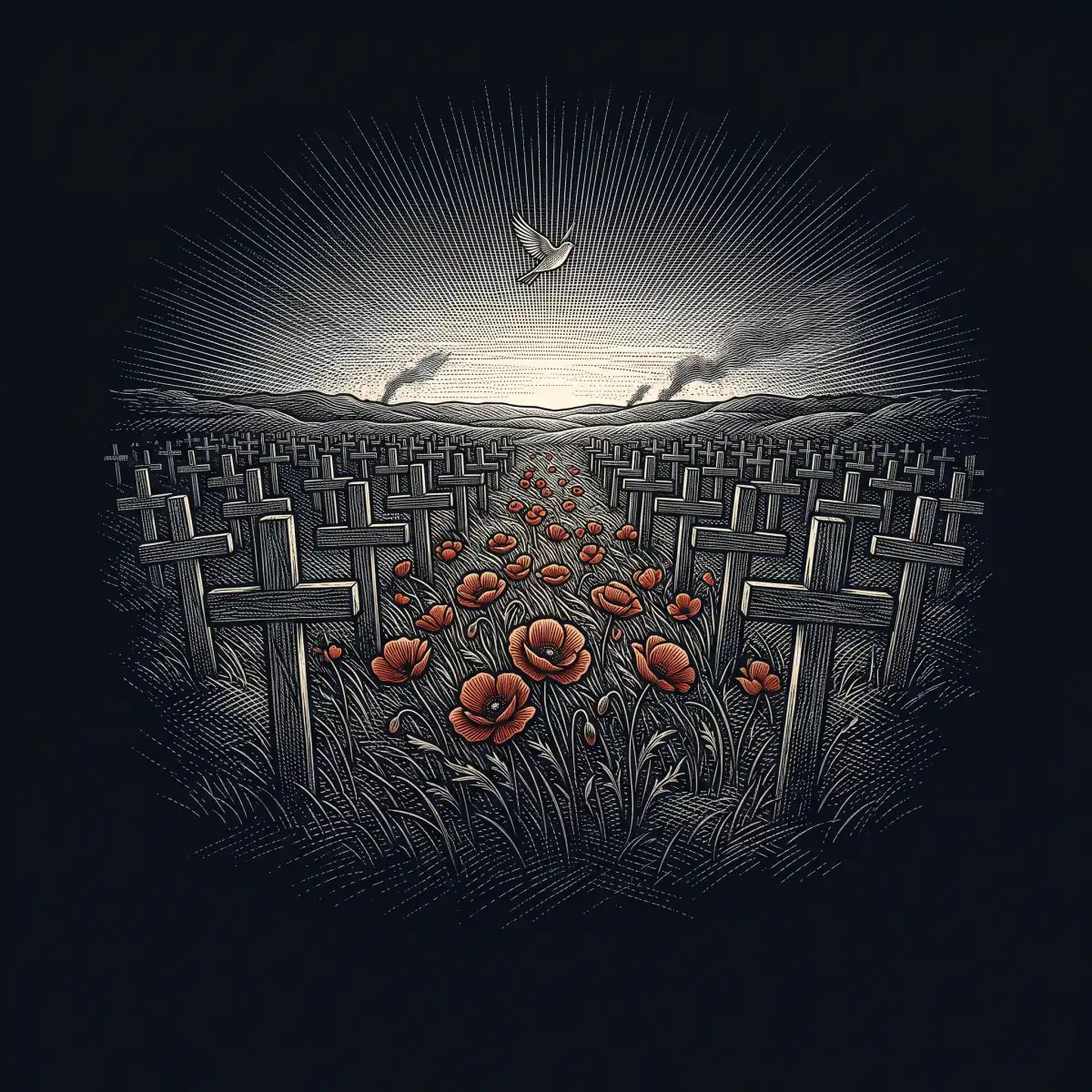 In Flanders Fields by John Alexander McCrae, wood-engraving cover
