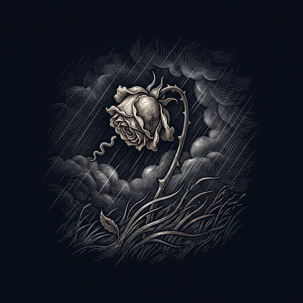 THE SICK ROSE by William Blake, wood-engraving cover