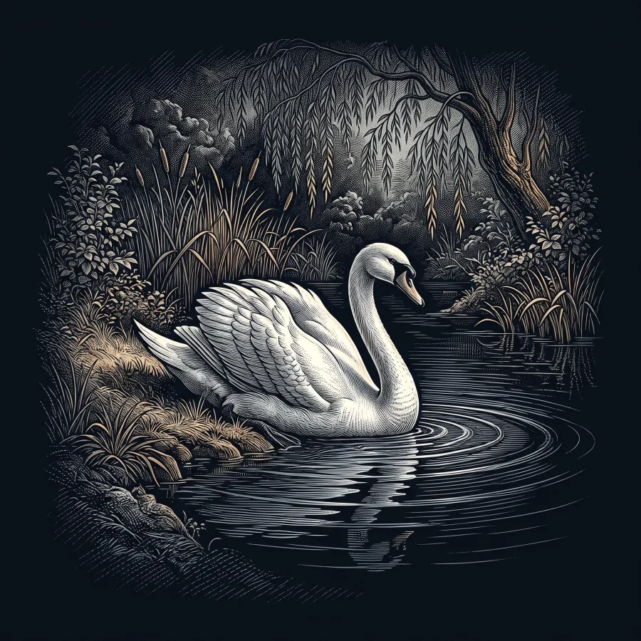 Der Schwan by Rainer Maria Rilke, wood-engraving cover