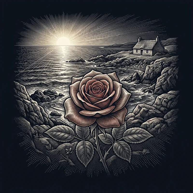 A Red, Red Rose by Robert Burns, wood-engraving cover