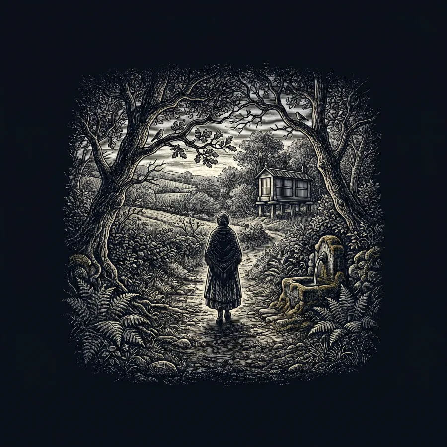 Dicen Que No Hablan Las Plantas, Ni Las Fuentes, Ni Los Pájaros, by Rosalía de Castro, wood-engraving cover