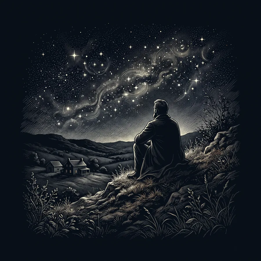 A Clear Midnight by Walt Whitman, wood-engraving cover