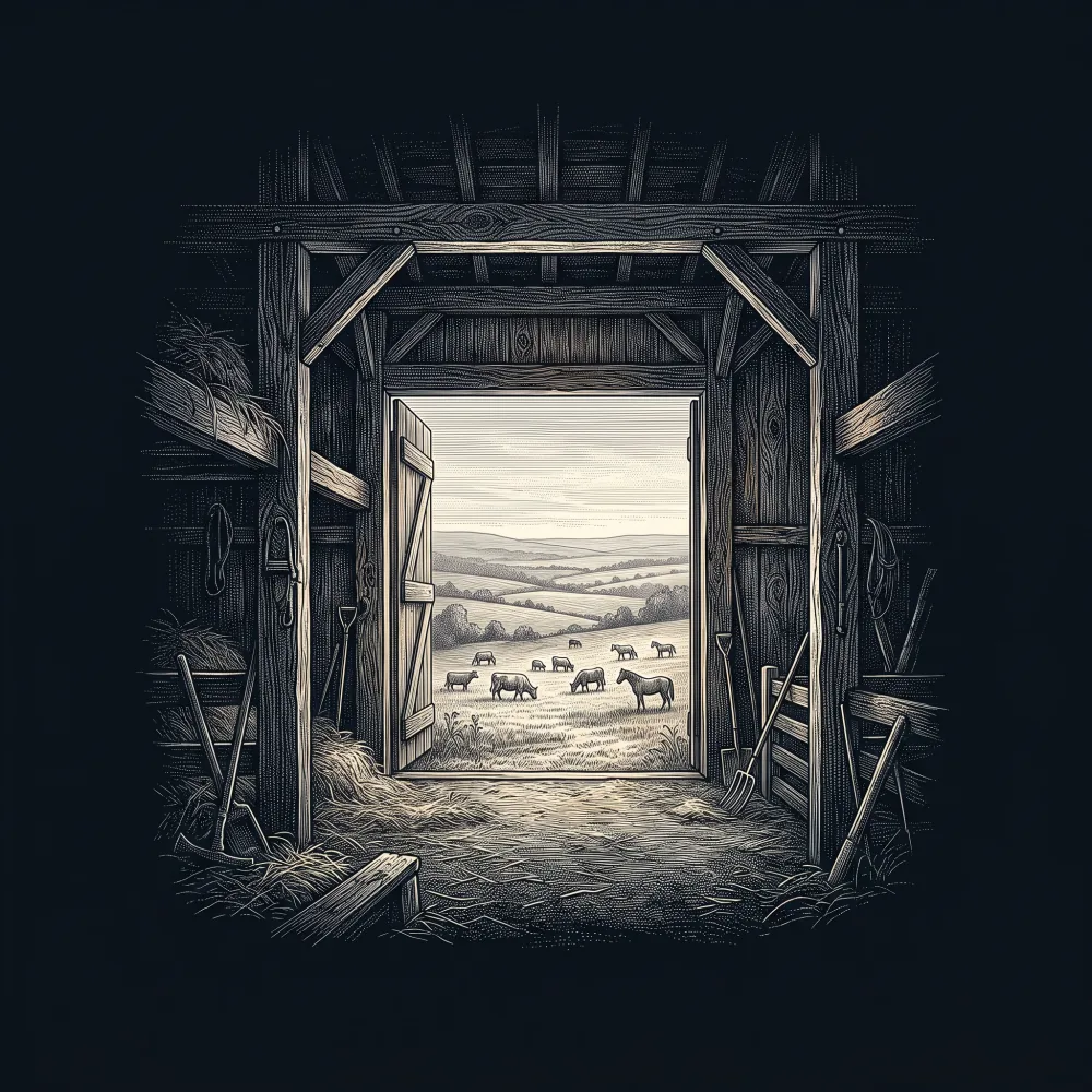 A Farm-Picture by Walt Whitman, wood-engraving cover