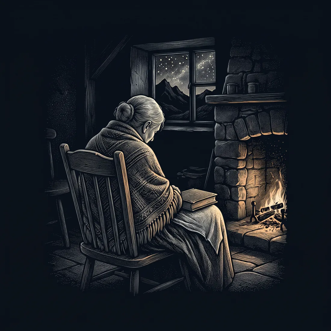 When You Are Old by William Butler Yeats, wood-engraving cover