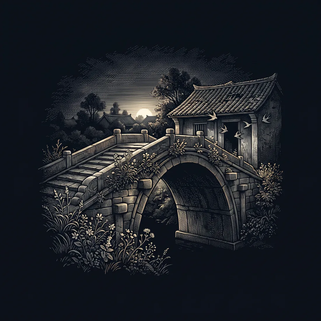 金陵五題 烏衣巷 by 劉禹錫, wood-engraving cover