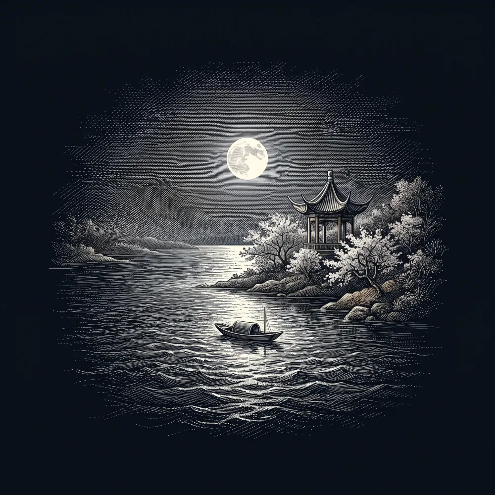 春江花月夜 by 張若虛, wood-engraving cover
