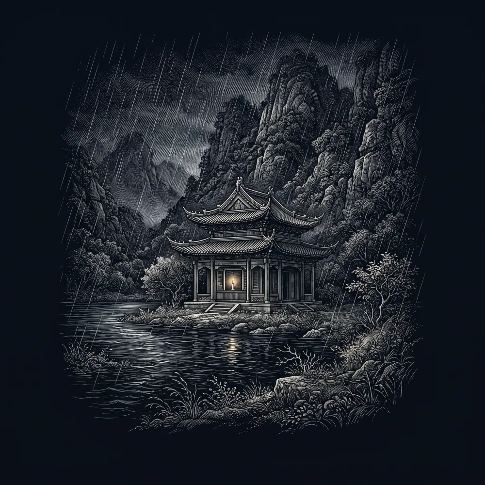 夜雨寄北 by 李商隱, wood-engraving cover