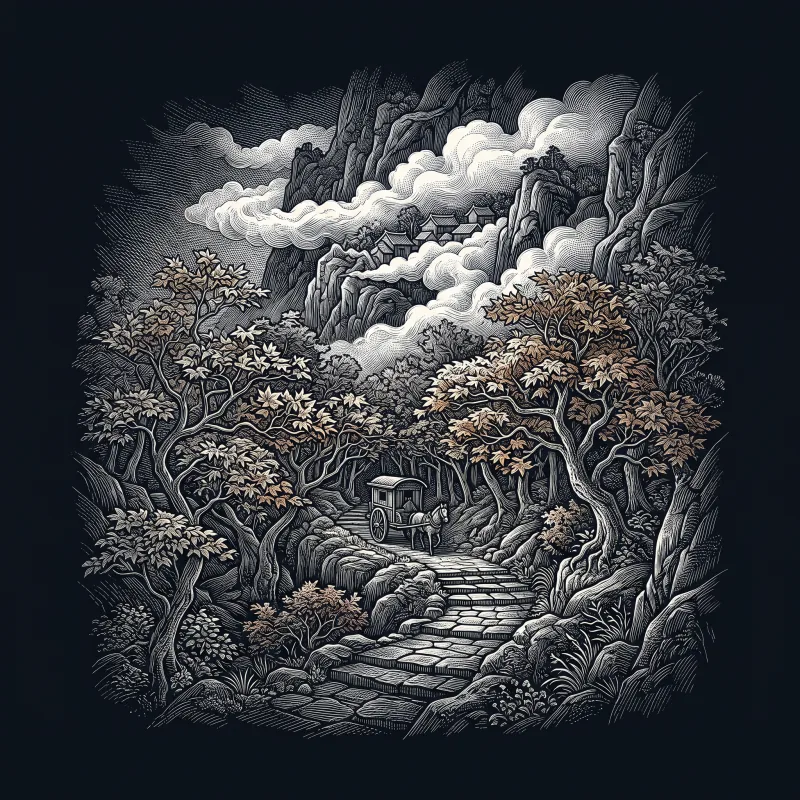 山行 by 杜牧, wood-engraving cover