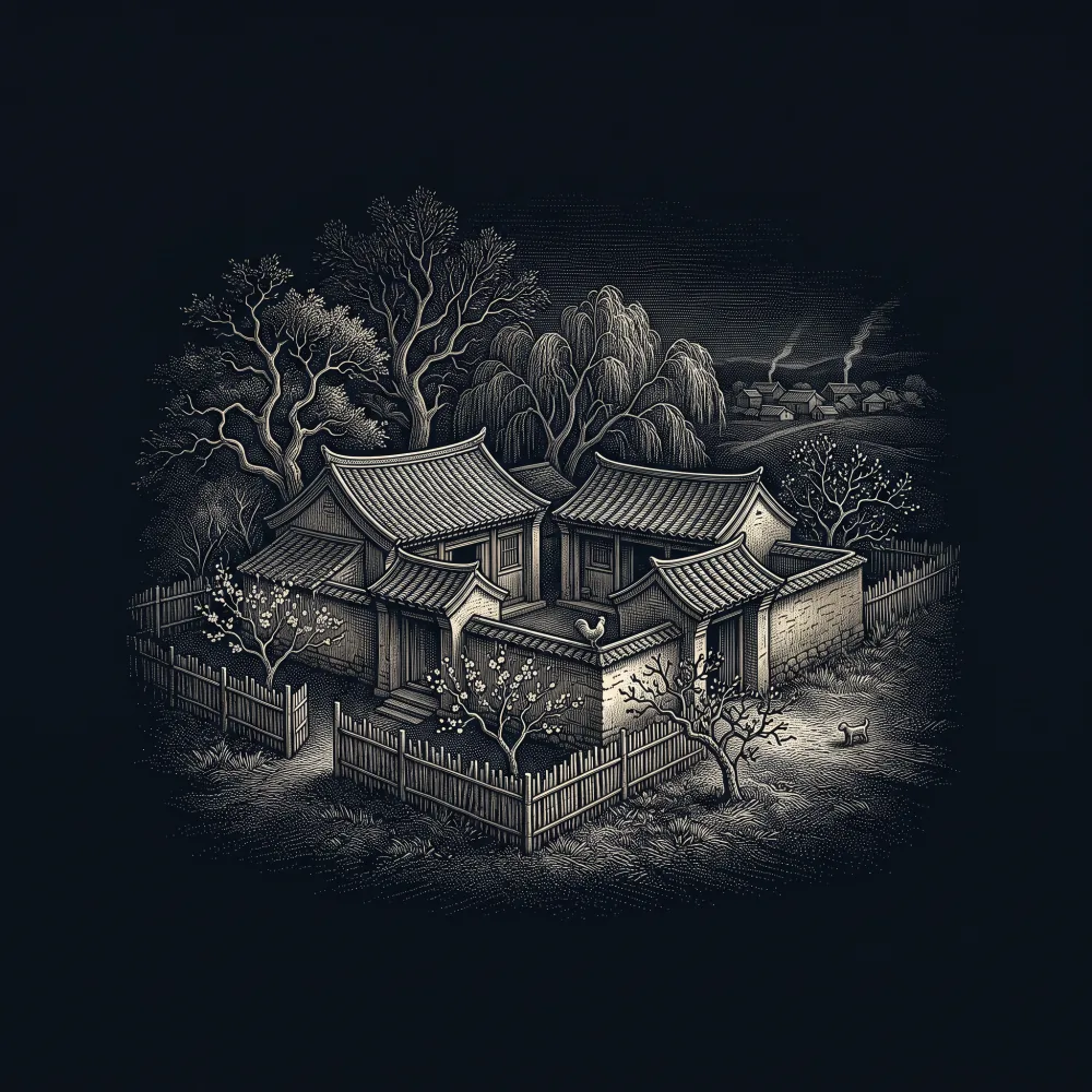 歸園田居 其一 by 陶淵明, wood-engraving cover
